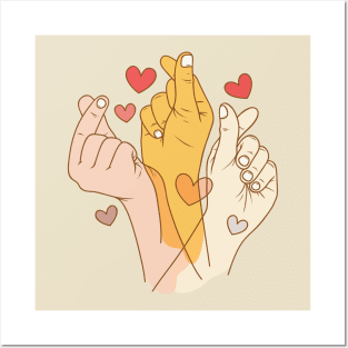 Finger heart Posters and Art